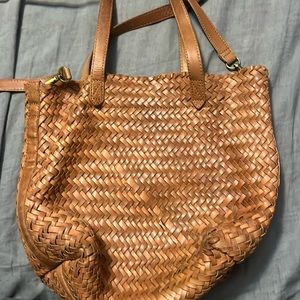 Madewell Medium Woven transport leather tote